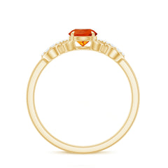Round Shape Solitaire Fire Opal Infinity Engagement Ring with Diamond