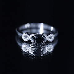 1/2 CT Black Onyx and Diamond Criss Cross Engagement Ring