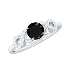 1/2 CT Black Onyx and Diamond Criss Cross Engagement Ring