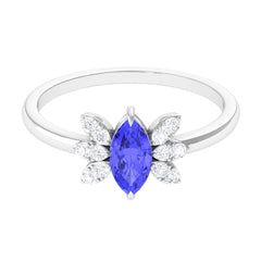 1 CT Marquise Cut Tanzanite and Diamond Promise Ring
