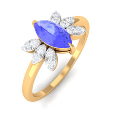 1 CT Marquise Cut Tanzanite and Diamond Promise Ring
