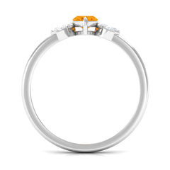 3/4 Ct Marquise Fire Opal and Diamond Engagement Ring