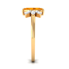 3/4 Ct Marquise Fire Opal and Diamond Engagement Ring