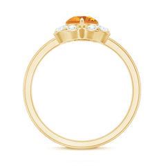 Certified Natural Citrine Designer Flower Engagement Ring with Diamond