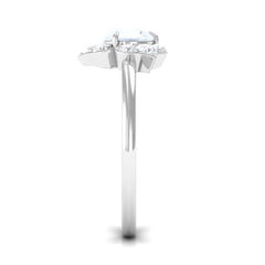 1.25 CT Moonstone and Diamond Floral Engagement Ring