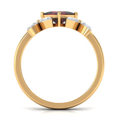Natural 6mm Garnet Princess Cut Engagement Ring with Diamond Flower