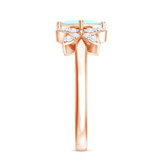Natural Princess Cut Ethiopian Opal Flower Engagement Ring with Diamond
