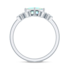 Natural Princess Cut Ethiopian Opal Flower Engagement Ring with Diamond