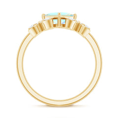 Natural Princess Cut Ethiopian Opal Flower Engagement Ring with Diamond