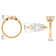 Zircon Floral Inspired Engagement Ring