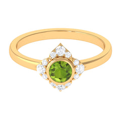 0.50 CT Vintage Inspired Peridot Engagement Ring with Diamond