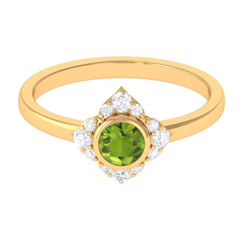 0.50 CT Vintage Inspired Peridot Engagement Ring with Diamond