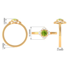 0.50 CT Vintage Inspired Peridot Engagement Ring with Diamond