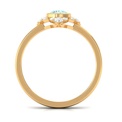0.50 CT Bezel Set Aquamarine Flower Engagement Ring with Diamond