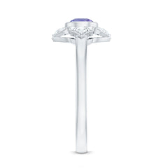 Certified Real Tanzanite Flower Engagement Ring with Diamond