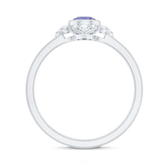 Certified Real Tanzanite Flower Engagement Ring with Diamond