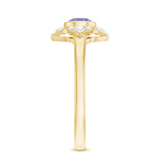 Certified Real Tanzanite Flower Engagement Ring with Diamond