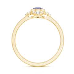 Certified Real Tanzanite Flower Engagement Ring with Diamond