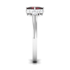 Real 6mm Garnet Princess Cut Engagement Ring with Diamond