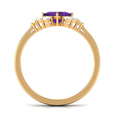 Princess Cut Amethyst Designer Engagement Ring with Diamond