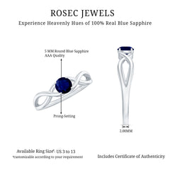 1 CT Simple Blue Sapphire Solitaire Infinity Ring