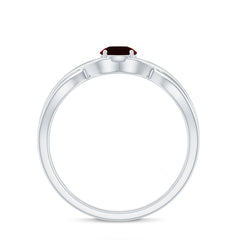 Genuine 8mm Garnet Solitaire Engagement Ring with Crossover Shank