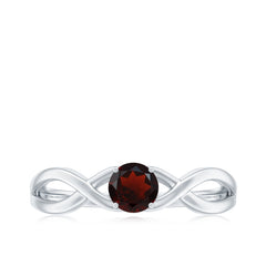 Genuine 8mm Garnet Solitaire Engagement Ring with Crossover Shank