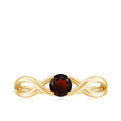 Genuine 8mm Garnet Solitaire Engagement Ring with Crossover Shank