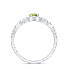 Natural Half Carat Peridot Promise Ring with Crossover Shank