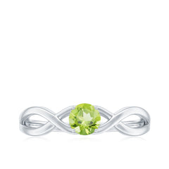 Natural Half Carat Peridot Promise Ring with Crossover Shank