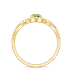 Natural Half Carat Peridot Promise Ring with Crossover Shank