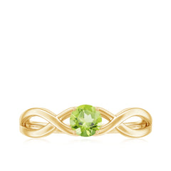 Natural Half Carat Peridot Promise Ring with Crossover Shank