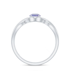 Genuine Tanzanite Promise Ring with Crossover Shank