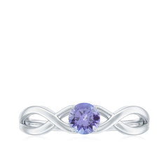 Genuine Tanzanite Promise Ring with Crossover Shank