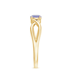 Genuine Tanzanite Promise Ring with Crossover Shank