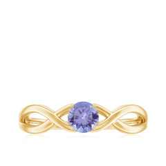 Genuine Tanzanite Promise Ring with Crossover Shank