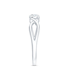 Round Moissanite Solitaire Promise Ring with Infinity Band