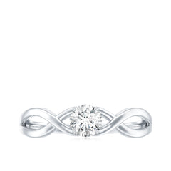 Round Moissanite Solitaire Promise Ring with Infinity Band