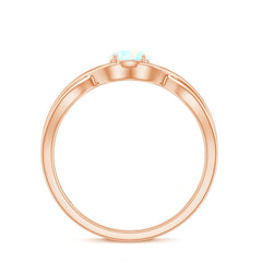 Natural Ethiopian Rainbow Opal Promise Ring with Crossover Shank