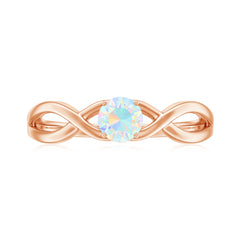 Natural Ethiopian Rainbow Opal Promise Ring with Crossover Shank