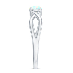 Natural Ethiopian Rainbow Opal Promise Ring with Crossover Shank