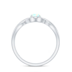 Natural Ethiopian Rainbow Opal Promise Ring with Crossover Shank