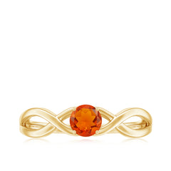 0.25 CT Solitaire Fire Opal Crossover Engagement Ring