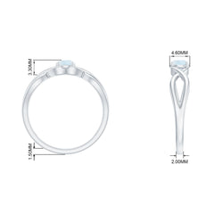 Round Moonstone Solitaire Promise Ring in Crossover Shank