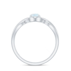 Round Moonstone Solitaire Promise Ring in Crossover Shank