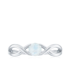 Round Moonstone Solitaire Promise Ring in Crossover Shank