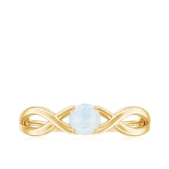 Round Moonstone Solitaire Promise Ring in Crossover Shank