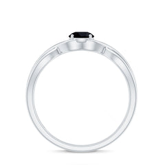 Natural Black Spinel Proposal Ring with Crossover Shank