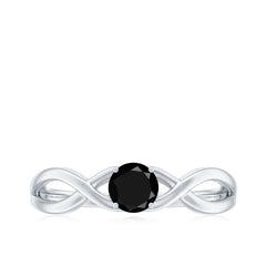 Natural Black Spinel Proposal Ring with Crossover Shank