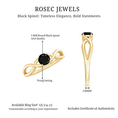 Natural Black Spinel Proposal Ring with Crossover Shank